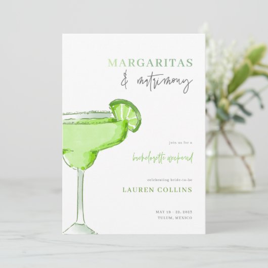 Margarita Margs en Matrimony Bachelorette Uitnodig Kaart (Staand voorkant)