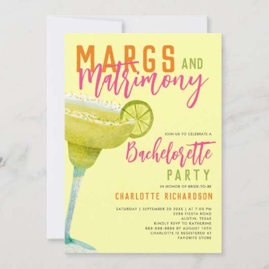 Margarita Margs & Huwelijk Lemon Bachelorette Kaart (Voorkant)