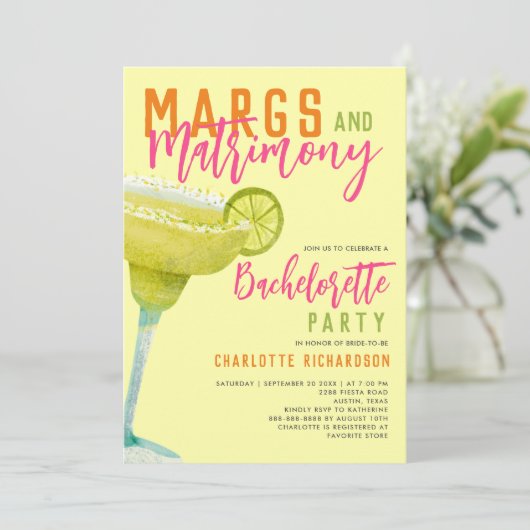 Margarita Margs & Huwelijk Lemon Bachelorette Kaart (Staand voorkant)