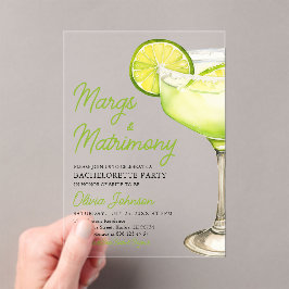 Margarita Margs & Huwelijkscocktail Bachelorette Acryl Uitnodigingen