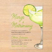 Margarita Margs & Huwelijkscocktail Bachelorette Acryl Uitnodigingen (Voorkant)