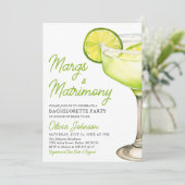 Margarita Margs & Huwelijkscocktail Bachelorette Kaart (Staand voorkant)