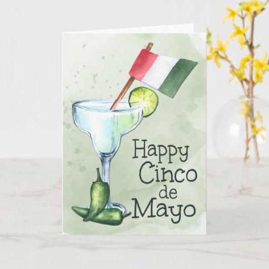Margarita met Mexicaanse vlag voor Cinco de Mayo Kaart (Gele Bloem)