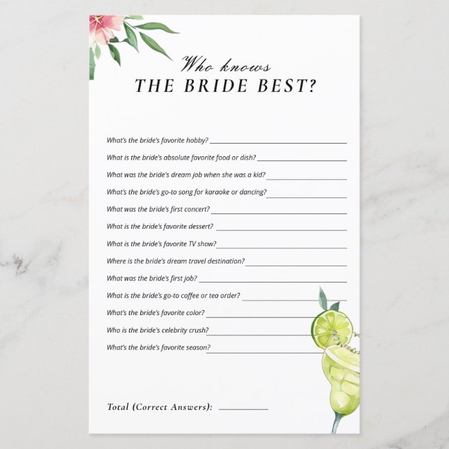 Margarita Mexicaan Wie kent de bruid beste spel (Voorkant)