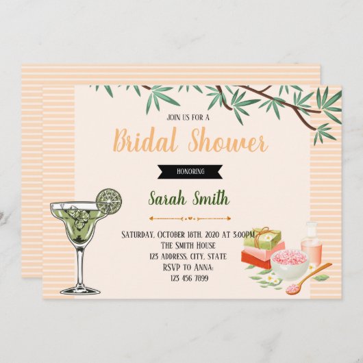 Margarita mini gelaatsuitnodiging kaart (Voorkant / Achterkant)