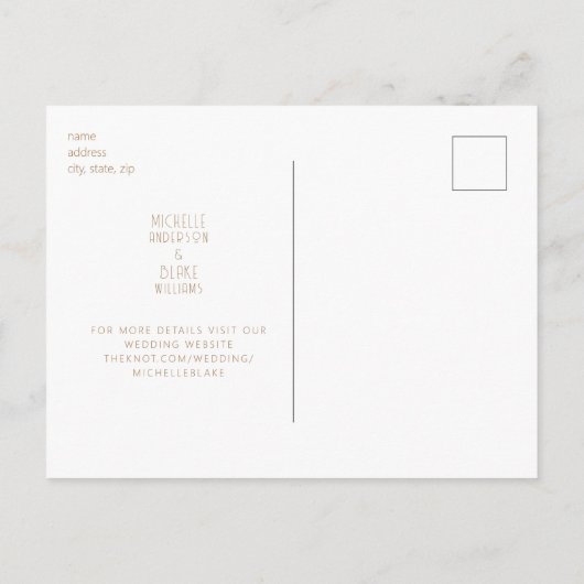 Margarita Monogram Bruiloft Save the Date Briefkaa Briefkaart (Achterkant)