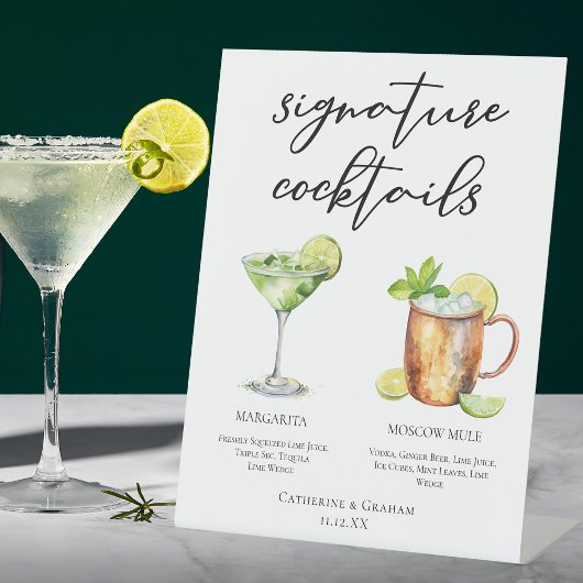 Margarita Moscow Mule Signature Cocktails Menu Reclamebord Met Voetstuk