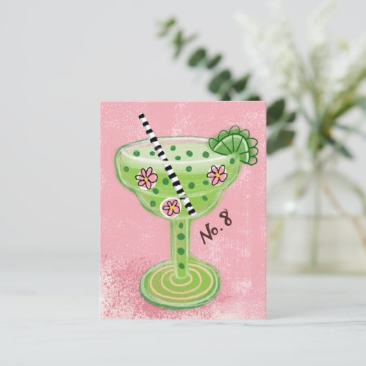 Margarita op roze Briefkaart (Staand voorkant)