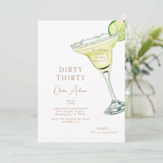 Margarita Party in the House Dirty 30 Birthday Kaart (Staand voorkant)
