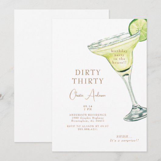 Margarita Party in the House Dirty 30 Birthday Kaart (Voorkant / Achterkant)