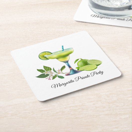 Margarita Private Party Kartonnen Onderzetters (Schuin)