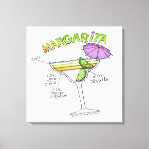 MARGARITA RECEPT COCKTAIL KUNST CANVAS AFDRUK