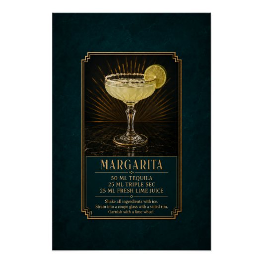 Margarita Recept Poster | Bar Kunst (Voorkant)