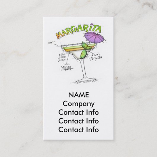 MARGARITA RECIPE COCKTAIL ART VISITEKAARTJE (Voorkant)