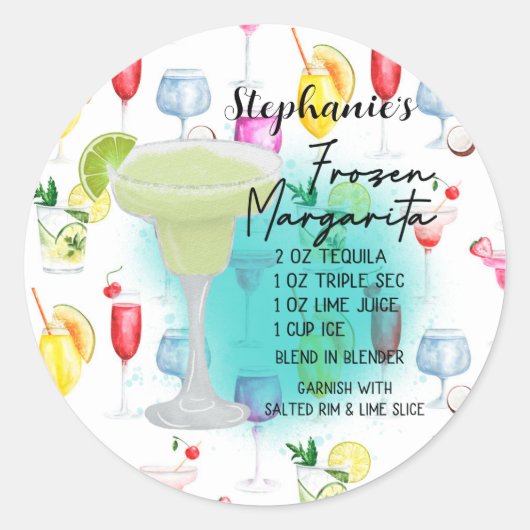 Margarita Recipe, diepgevroren Ronde Sticker (Voorkant)