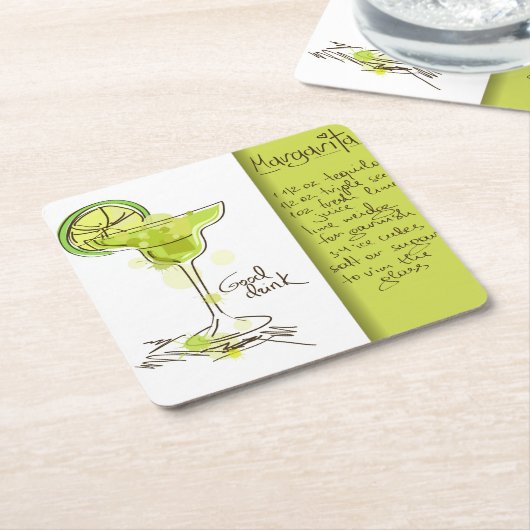 Margarita Recipe Kartonnen Onderzetters (Schuin)