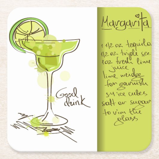 Margarita Recipe Kartonnen Onderzetters (Voorkant)