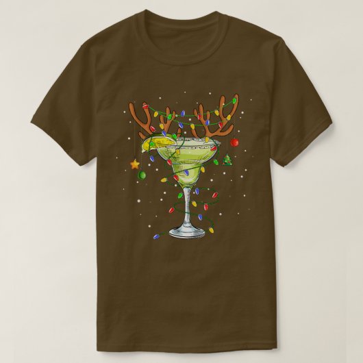 Margarita Reindeer Kerstmis Drink Matching Fam T-shirt (Design voorkant)