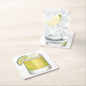 Margarita Summer Cocktail Mixed Drink Lime Green Kartonnen Onderzetters (Insitu)