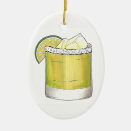 Margarita Summer Cocktail Mixed Drink Lime Green Keramisch Ornament