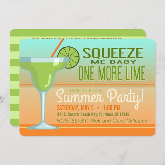 Margarita Summer | Uitnodiging Cinco de Mayo (Voorkant / Achterkant)