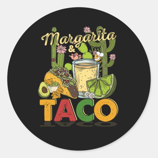 Margarita Tacos Grappige Margarita Tequila Drinker Ronde Sticker (Voorkant)