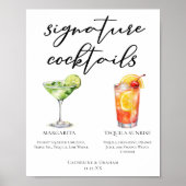 Margarita Tequila Sunrise Wedding Cocktails Menu Poster (Voorkant)