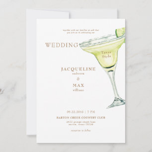 Margarita Texas Style Gold Text Wedding Kaart