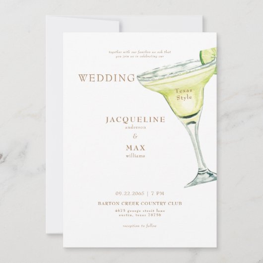 Margarita Texas Style Gold Text Wedding Kaart (Voorkant)