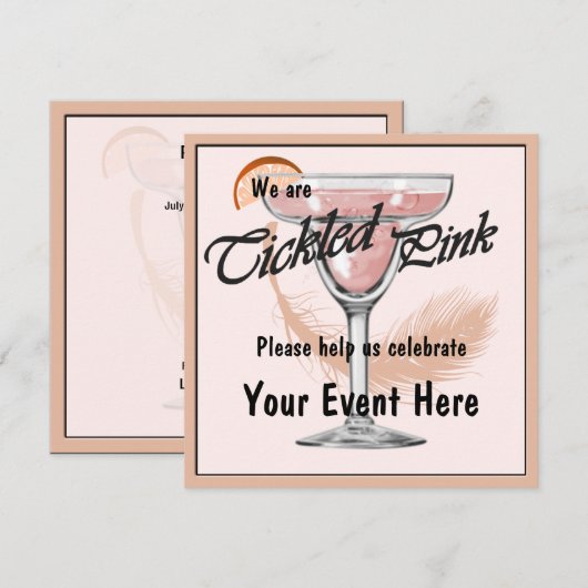 Margarita Ticked Pink Fiesta Party Uitnodiging (Voorkant / Achterkant)