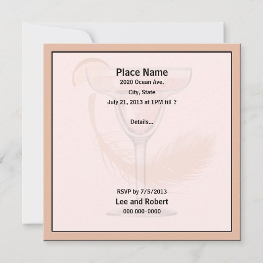 Margarita Ticked Pink Fiesta Party Uitnodiging (Achterkant)