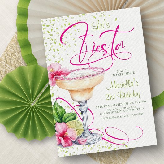 Margarita Tropical Floral Birthday Invitation Kaart