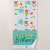 Margarita Veil Bachelorette-feest geïllustreerd Strandlaken (Voorkant)