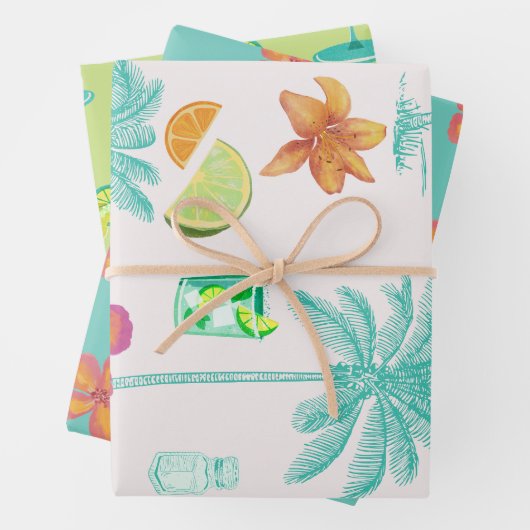 Margarita Veil Bachelorette Party geïllustreerd Inpakpapier Vel (In situ)