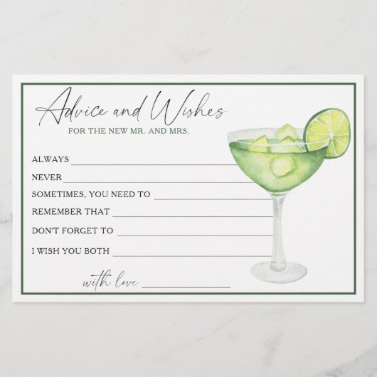 Margarita Vrijgezellenfeest Advies en wensen Briefpapier (Voorkant)