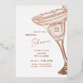 Margarita Vrijgezellenfeest Roos Goud Folie Uitnodiging (Voorkant)