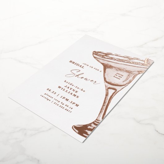 Margarita Vrijgezellenfeest Roos Goud Folie Uitnodiging (Gedraaid)