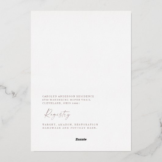 Margarita Vrijgezellenfeest Roos Goud Folie Uitnodiging (Achterkant)