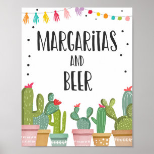 Margaritas and Beers Bar Cactus Fiesta Table Sign Poster