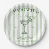 Margaritas and Matrimony Striped Bachelorette Papieren Bordje (Voorkant)