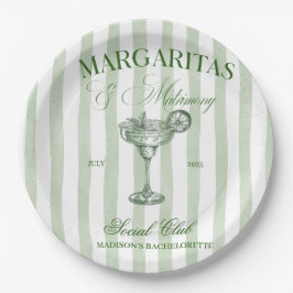 Margaritas and Matrimony Striped Bachelorette Papieren Bordje