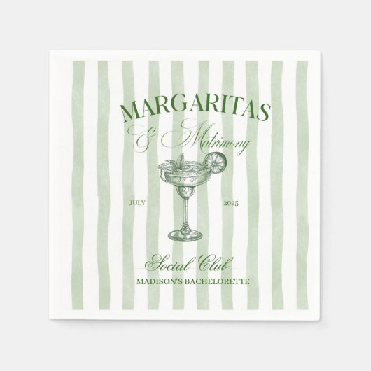 Margaritas and Matrimony Striped Bachelorette Servet (Voorkant)