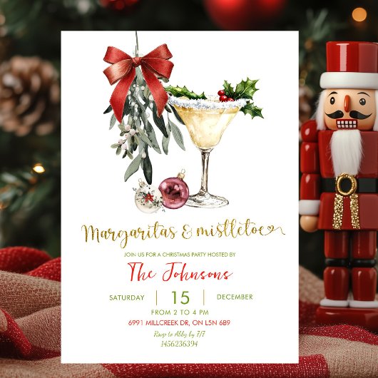 Margaritas and Mistletoe Friendsmas Party Kaart