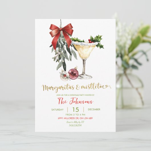 Margaritas and Mistletoe Friendsmas Party Kaart (Staand voorkant)