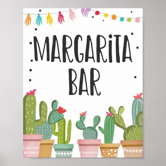 Margaritas Bar Drankjes Cactus Fiesta Tafelbord Poster (Voorkant)