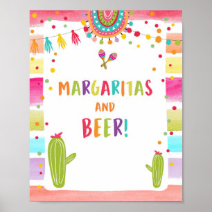 Margaritas en Bierbar Cactus Fiesta Tafelbord Poster