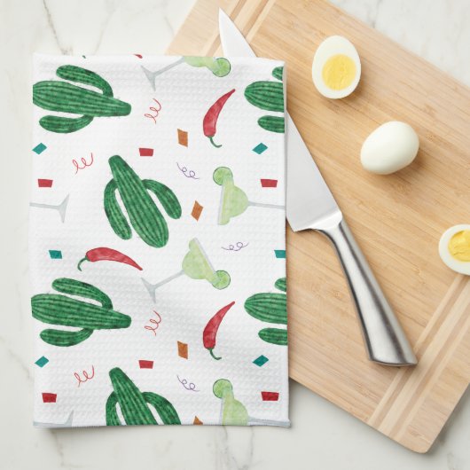 Margaritas en Chili Peppers Fiesta Theme Theedoek (Quarter Fold)