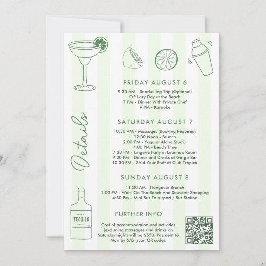 Margaritas en het huwelijk Sociale Club Bacheloret Kaart (Achterkant)