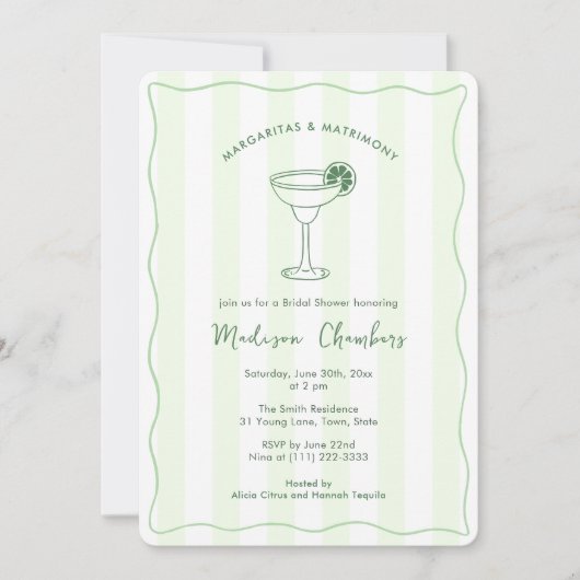 Margarita's en het met de hand getrokken Vrijgezel Kaart (Voorkant)