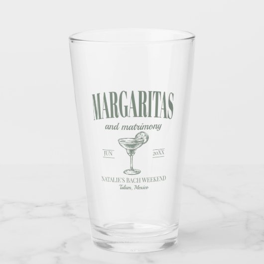 Margaritas En Huwelijk Gepersonaliseerde Bachelore Glas (Voorkant)